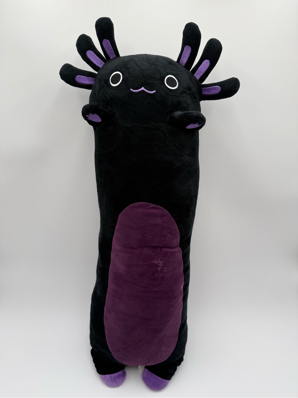 Peach Cat Axolotl Body Pillow Plush 25” Black Purple Large Stuffed Animal